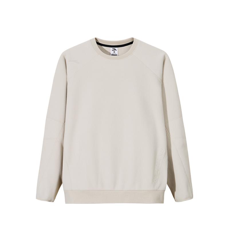 Anta Training Series Solid Color Round Neck Breathable Versatile Casual Sweatshirt Men sweatshirt 952547703-1