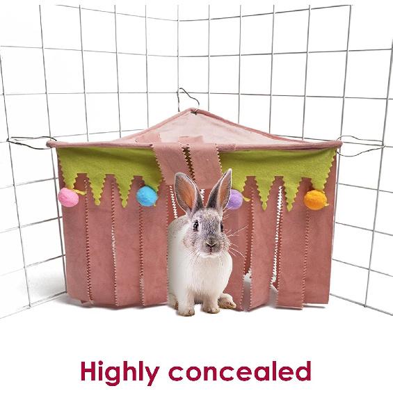 Forest Cage Corner Hideout, Pets Corner Hideout for Guinea Pigs, Rabbits, Ferrets, Chinchillas, Gerbils, Hedgehogs (Pink)