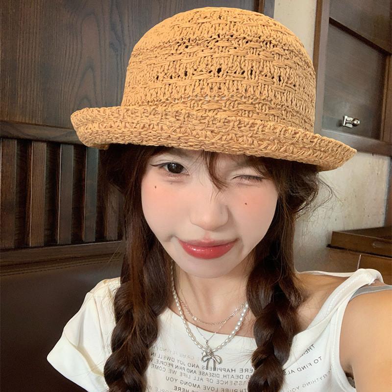 Womens Casual Summer Straw Hat With Short Brim And Handcrafted Embroidery For Sun Shade