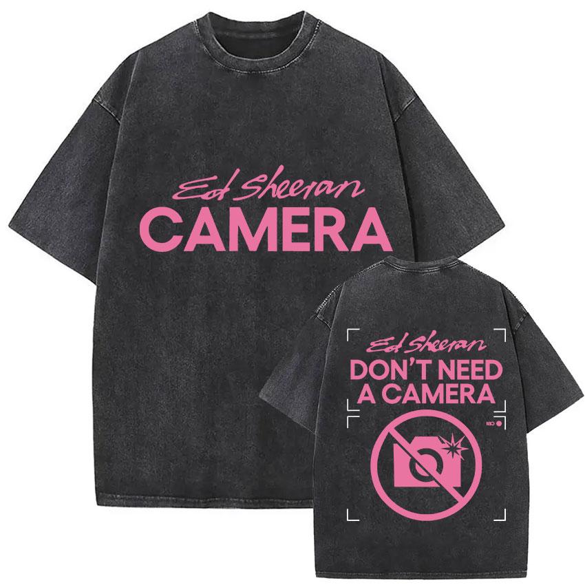 Vintage Washed Ed Sheeran Play Tour 2026 Pop Music TShirt Men Women Harajuku Fashion Fans Oversized T Shirt Hip Hop Streetwear