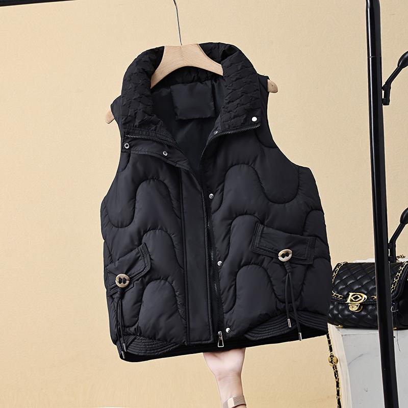 Down cotton vest women's autumn and winter short new slim-fit versatile vest vest vest vest stand-up collar vest jacket