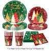 Christmas Tree Pattern Disposable Tableware Set Party Plate Cup Napkin Tablecloth  Family Dinner