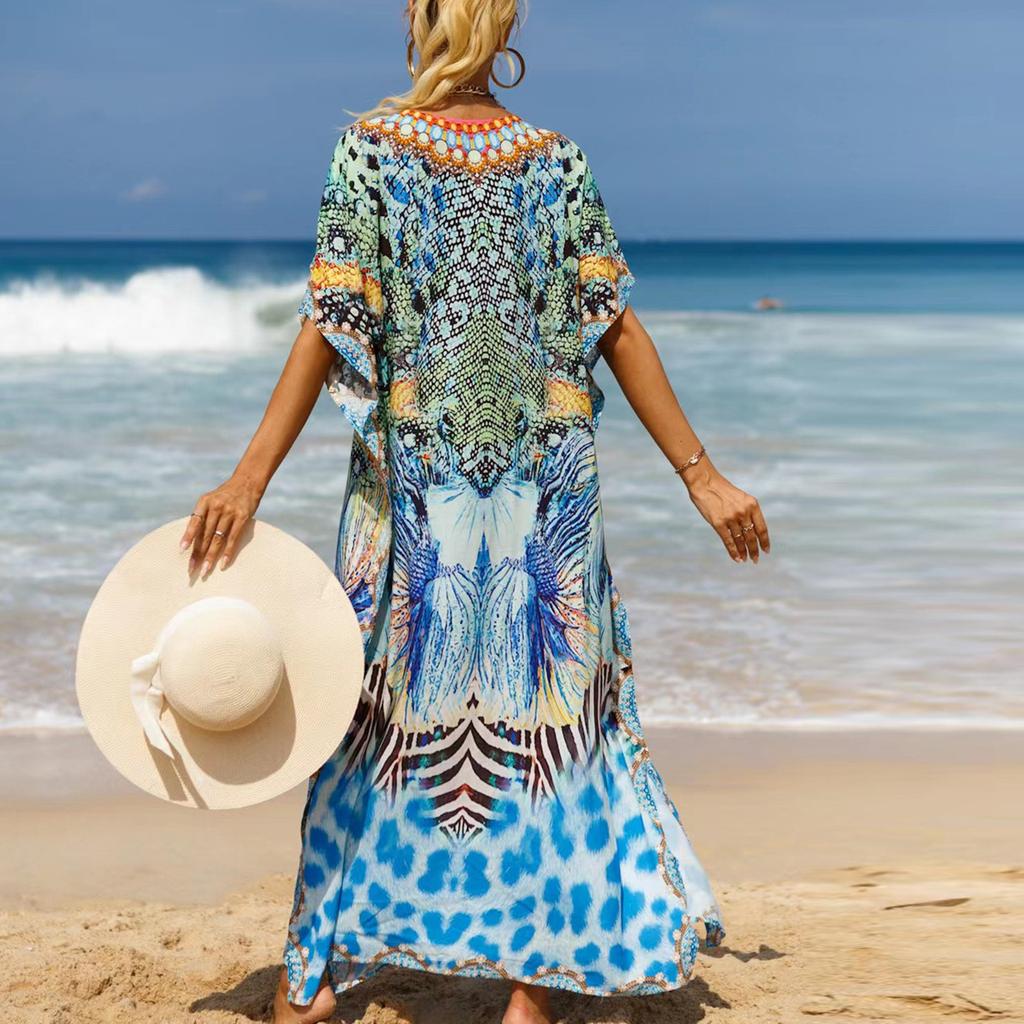Women's Dress, Colorful Floral Prints, Vacation Loose Robe, Bikini, Sun-protective Smock