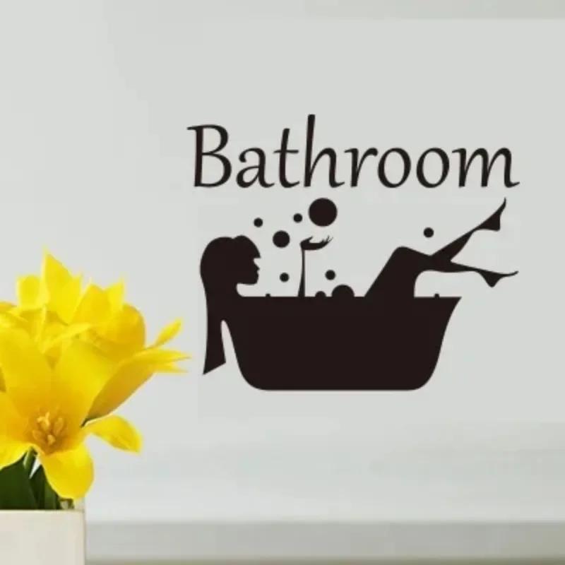 Bathroom Wall Sticker Letter Removable Art Vinyl Mural Home Room Toilet Door Vinyl Decal Transfer Vintage Decoration