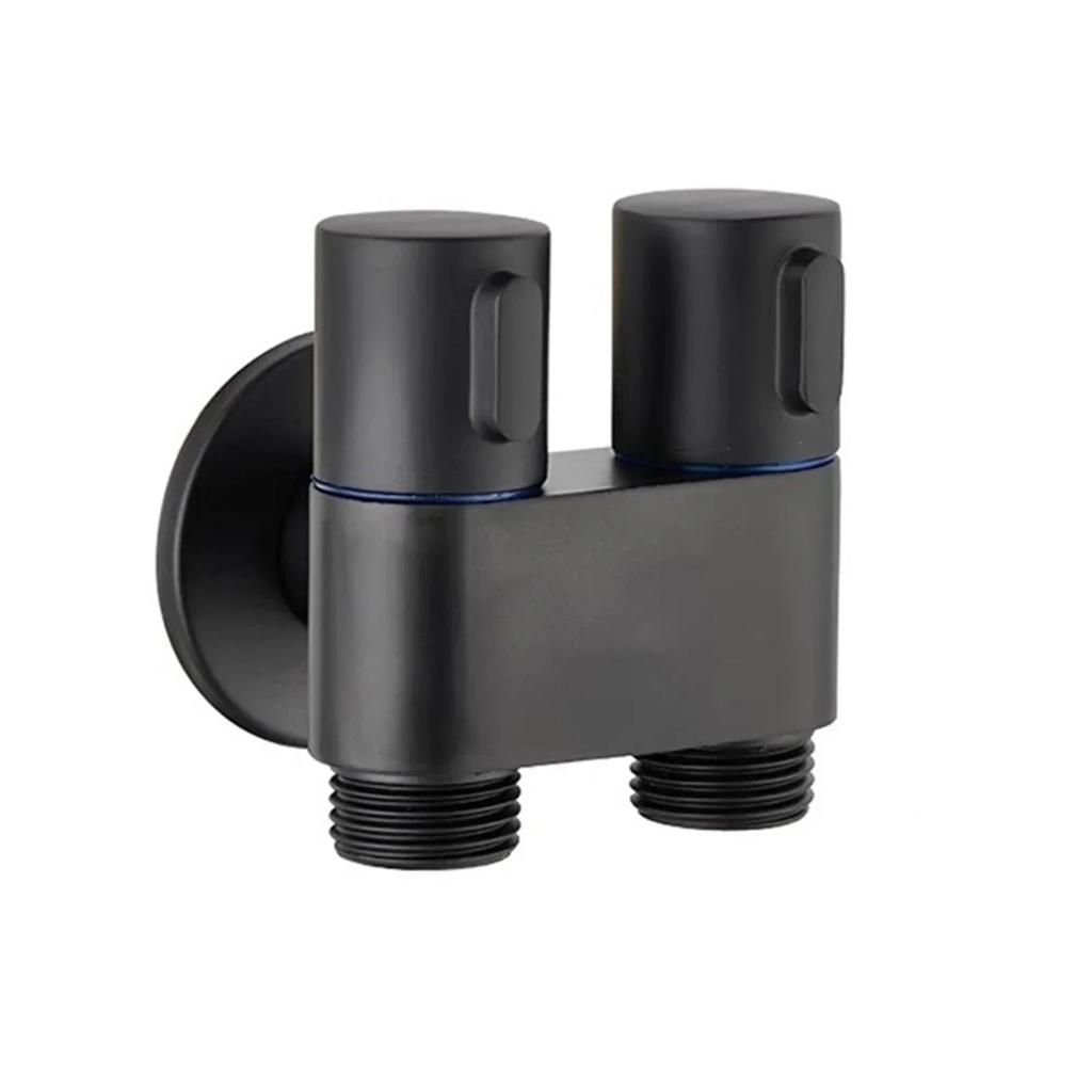 G1/2 Mini Multi-function Faucet, Brass 1 Into 2 Out Dual Control Washing Machine Chrome/Gray Tap Three-way Triangle Valve