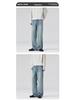 LKTM Men's & Women's Trendy Light Blue Washed Jeans - Versatile Loose Straight Leg Pants for Spring/Summer