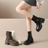 2026 Autumn New Platform Short Boots Women's British Style Thick Heel Belt Buckle Rear Zipper Knight Boots Fashion Boots