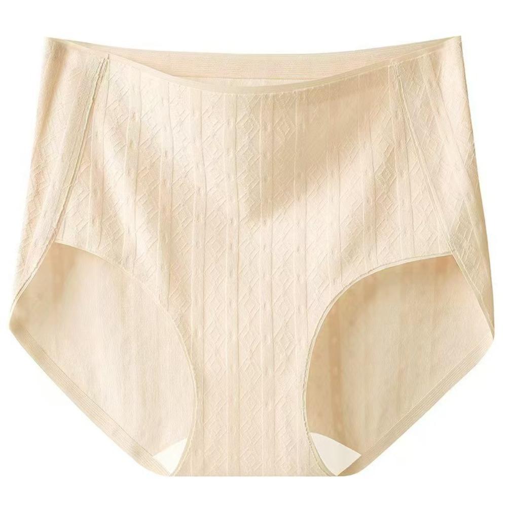 Solid Color Cotton Panties Large Size High Waist Briefs Cotton Crotch Women Underwear Lady XL телесный