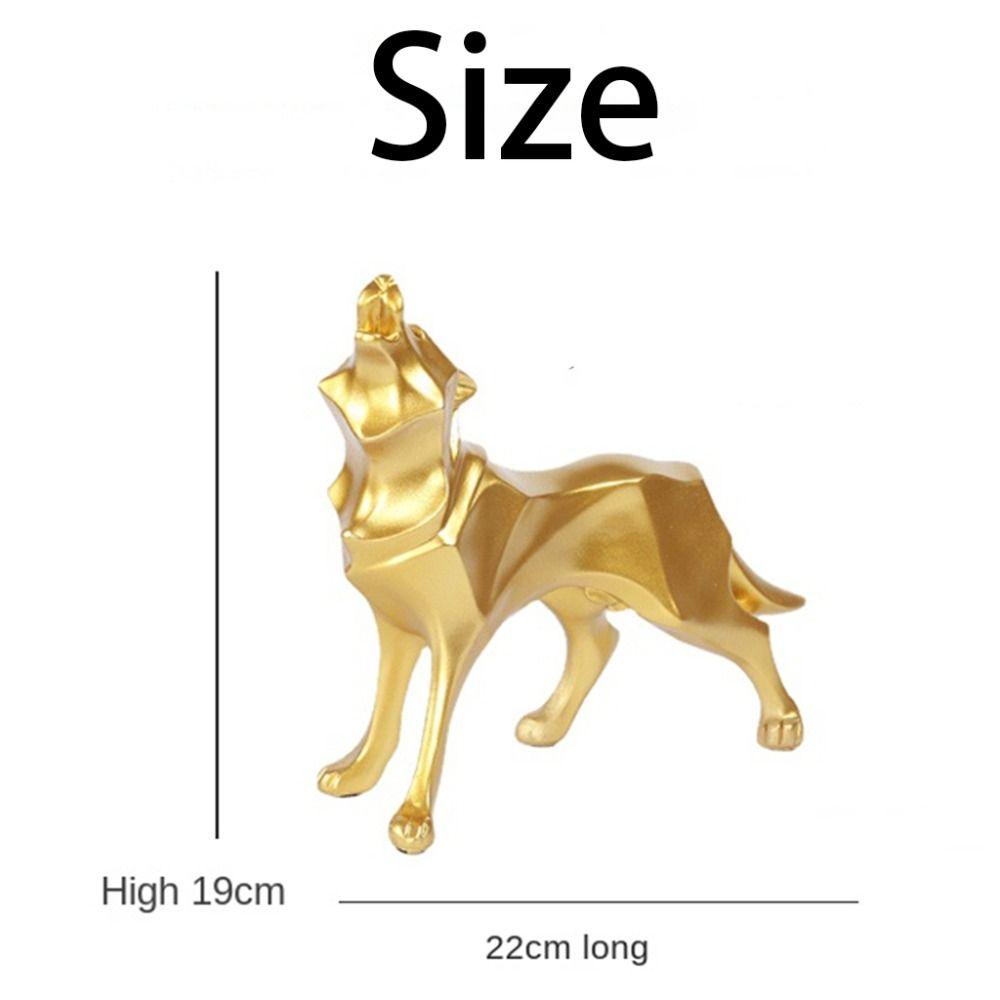 Kawaii Nordic Wolf Desktop Figurine Cartoon Car Ornament Geometry Animal Sculpture  Living Room