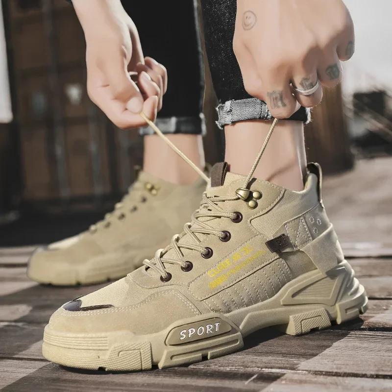 Men Work Boots  Type Dirt Resistant Anti Slip Work Trend Shoes Thick Soles Outdoor Hiking Snow Boots Wear-Resistant Fashion 2025