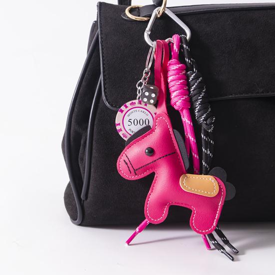 Porta-Chaves Cor Vibrante Couro Sintético Design Cavalo Pingente