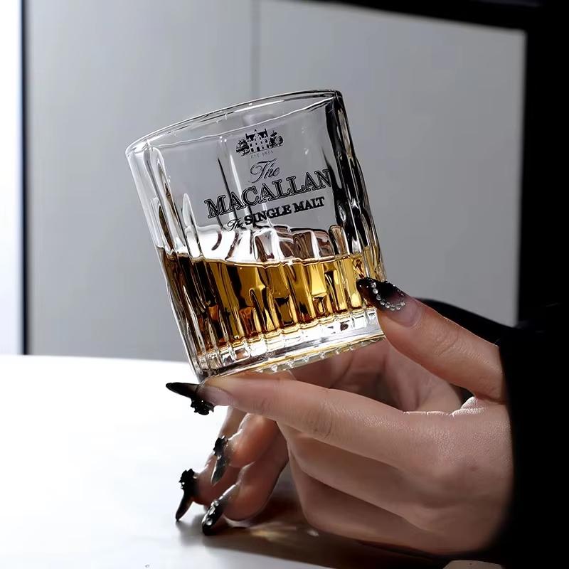 Macallan Private Collection Bicchiere da Whisky in Cristallo Bicchiere da Whisky Rock con Tagli Vetro Artistico Calice da Vino per Appassionati di Whisky