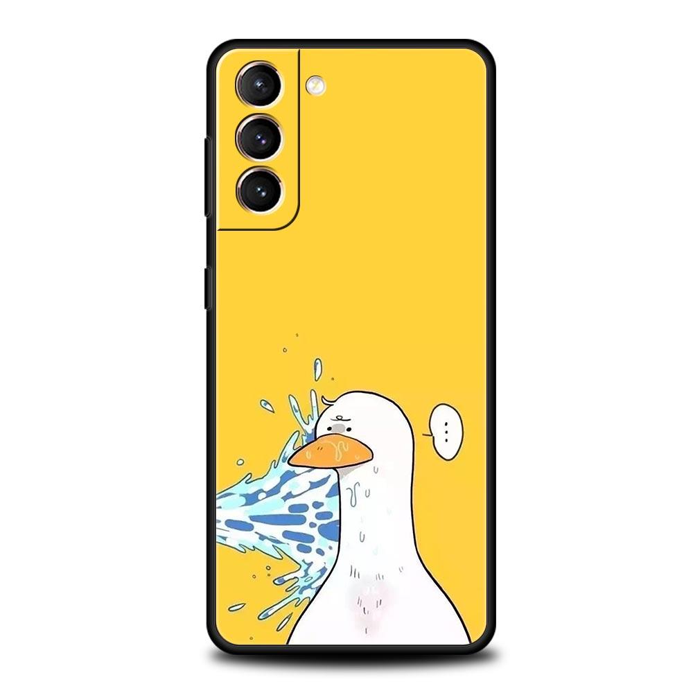 Cartoon Duck Phone Case Cover for Samsung Galaxy S26 S25 S24 S23 S22 S20 S21 FE Ultra S25 Edge Plus 5G Soft TPU Shell Fundas Bag
