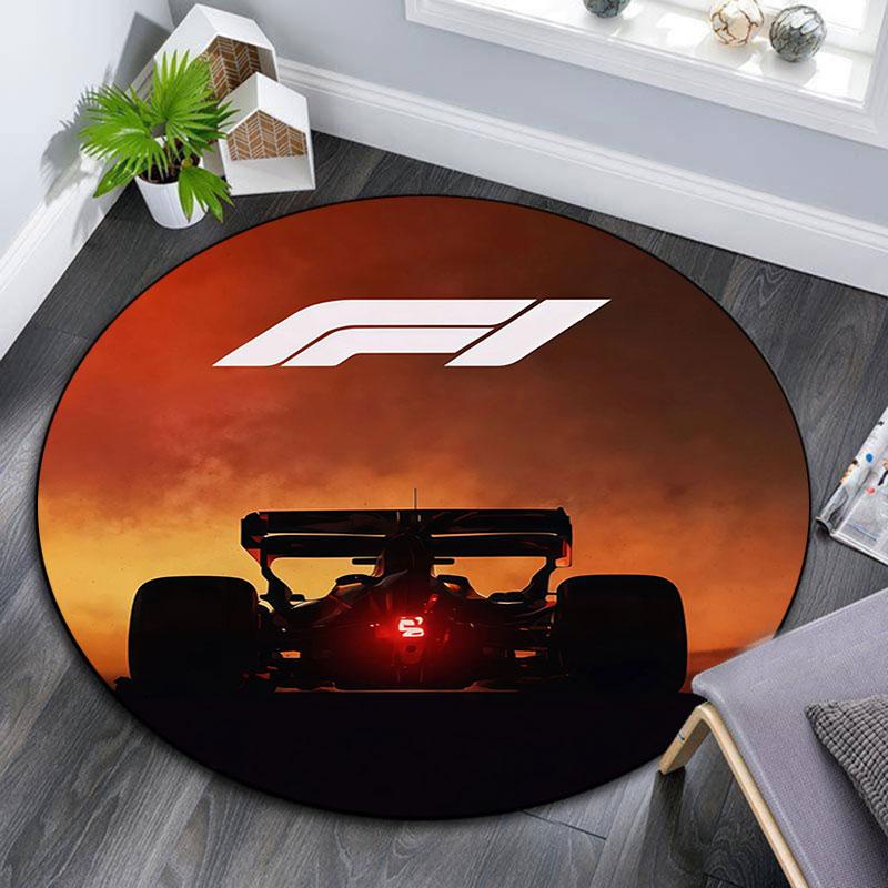 Racing car pattern round rug,Carpet Rug for Living Room Bedroom Playroom ,Non-slip Floor Mat,Holiday Gifts and Birthday Gifts.