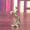 Retro Brass Yuanbao War Horse Tea Pet - Zodiac Money Stepping Horse Ornament for Desktop Home Decor.
