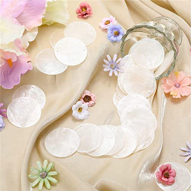 Aug. 300 Pcs 2 Inch Round Capiz Shells With 2 Holes Round Natural Shell White Shells For Wind Chimes Jewelry Making
