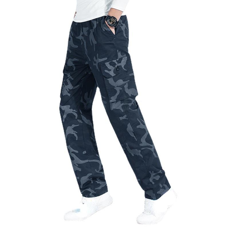 Camouflage-Baumwoll-Arbeitshose für Herren, große Arbeitshose, Hose für Herren, elastisch, gewaschen, Freizeithose für Herren