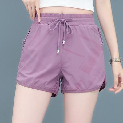 Eisseide Schnelltrocknende Shorts Sportshorts Damen Sommer High Waist Fitness Laufhose Dünne Dreiviertelhose