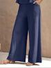Versatile Two-Piece Set: Round Neck Sleeveless Top & Wide-Leg Pants - Casual Solid Color Ensemble