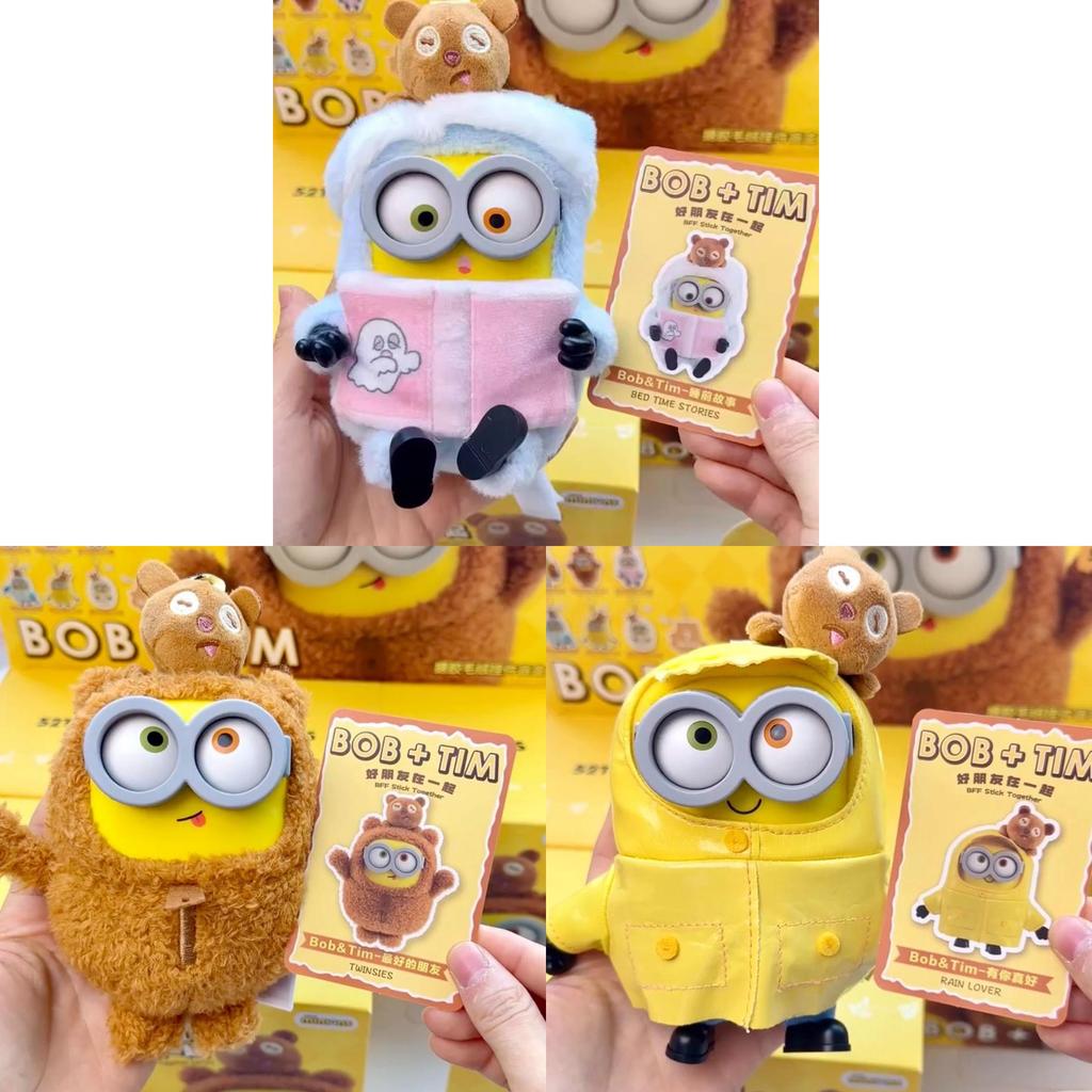 Minions Bob And Tim Plush Dolls With Flexible Pvc Material Perfect For Collectors And Gift Givers