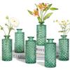 6pcs Coloful Vintage Vase Glass Relief Vase Hydroponic Flower Glass Vase Home Table Flower Decor Wedding Party Decorations