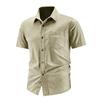Solid Color Short Sleeved Men's Shirt Washed With Pure Cotton, With A Flanged Style, Sporty And Casual Loose Fit Shirt