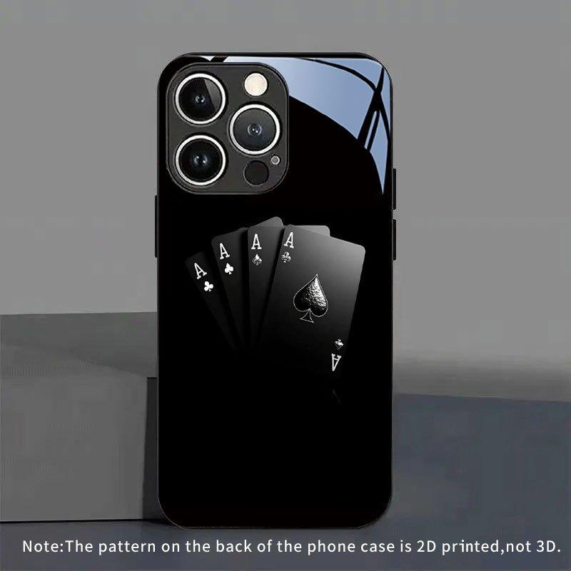 Black Poker Pattern Tempered Glass Black Phone Case For Samsung Galaxy S25 S24 S23 Ultra Plus FE Shockproof Cover