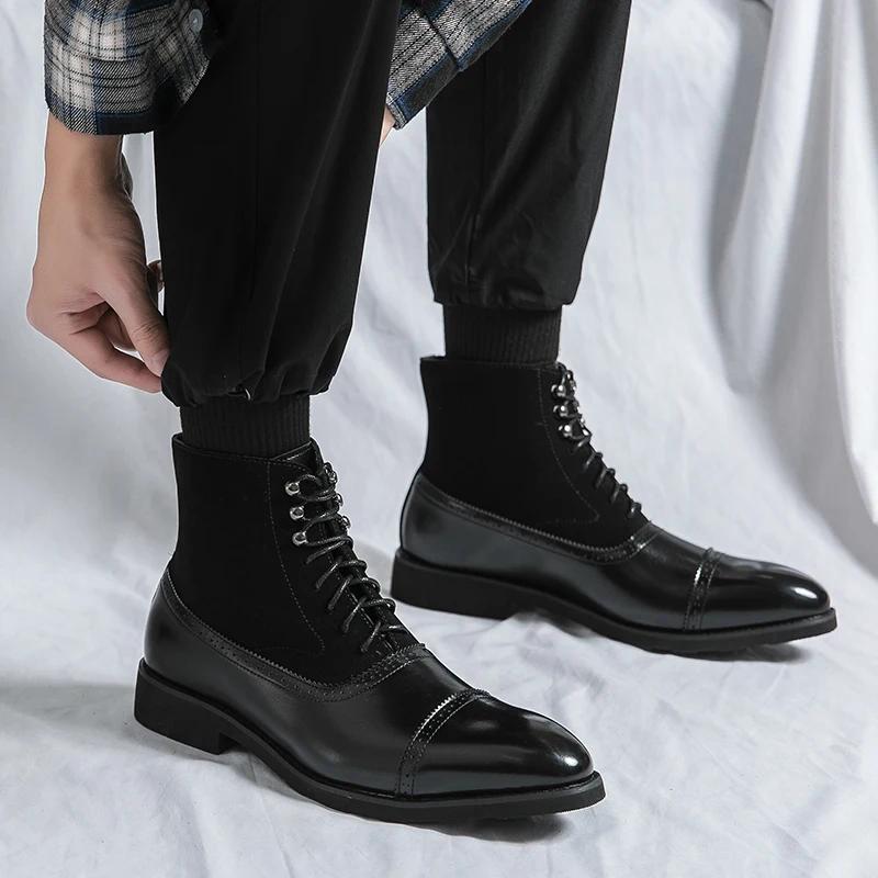 High Quality Men's Chelsea Boots Business Formal Casual Leather Ankle Boots Fashion Italian Designer Men Shoes Botas Para Hombre