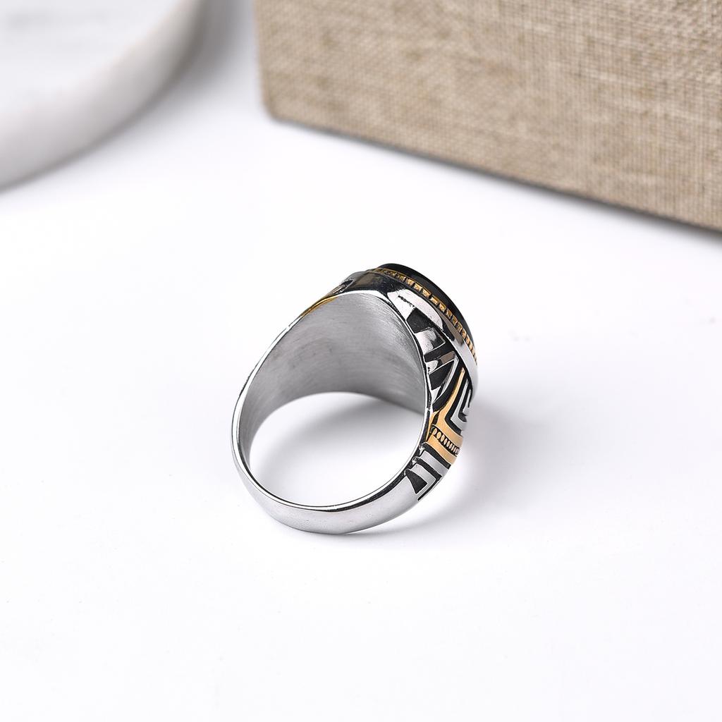 Men's/Women High Quality 316LStainless Steel Onyx Gilded Rings Classic Fashion Trend Jewelry