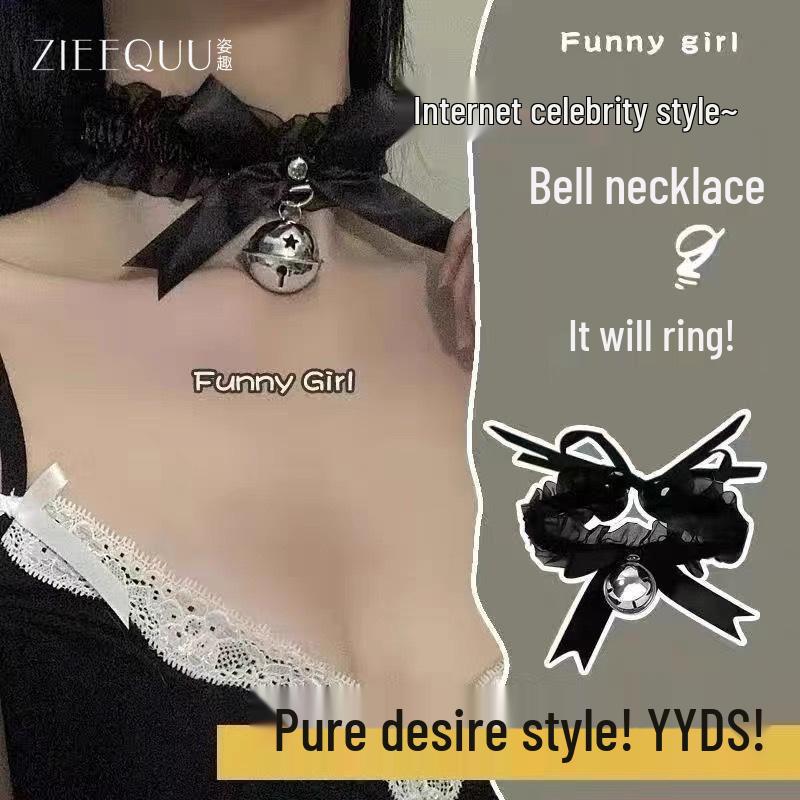 Ziquy Lace Jingle Bell Choker - Women's Christmas Maid Neckband Necklace