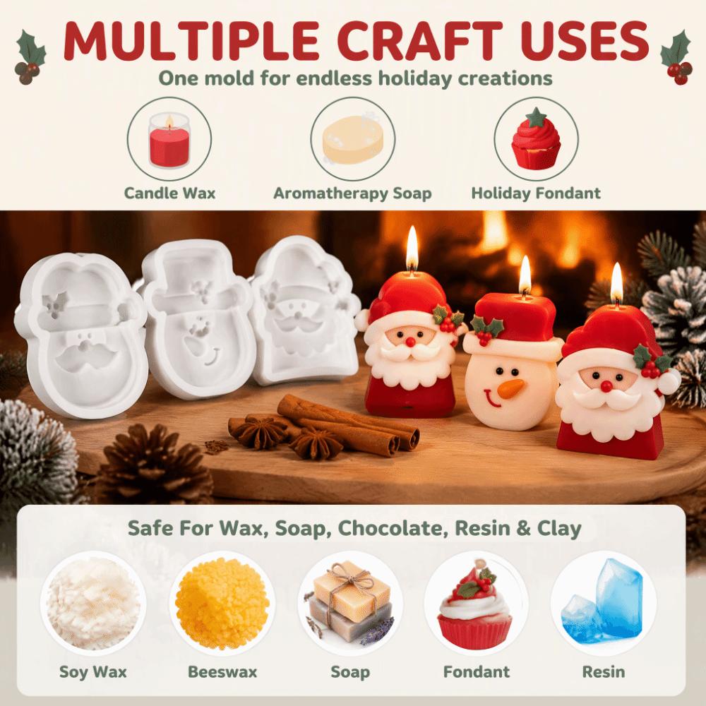 DIY Christmas Ornament Mold Multi-purpose Silicone Candle Wax Mold Non-stick Heat-resistant Epoxy Resin Plaster Mold
