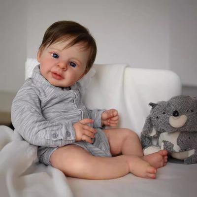 Realistické 21palcové látkové tělo Reborn panenky Anthony Cosplay Boy Simulace jako pravda Baby Doll Wear Grey Romper Newborn panenky pro děti Hračky Playmate