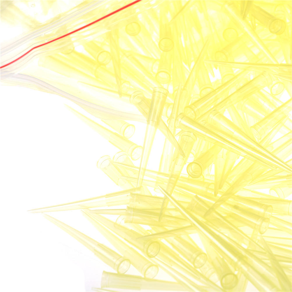 Laboratory Clear Yellow  Lab Liquid Pipette Pipettor Tips 1000 Pcs