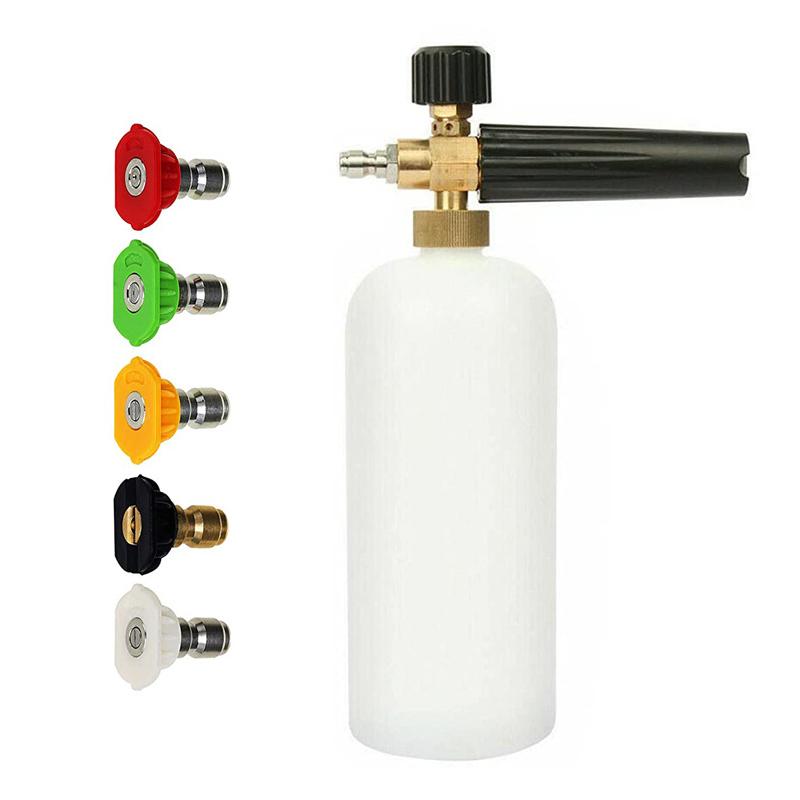 Foam Cannon for Pressure Washer Car Wash Foam Gun Kit M22-14mm and Quick Inlet Connector with Quick Connector 5PCS Nozzle Tips