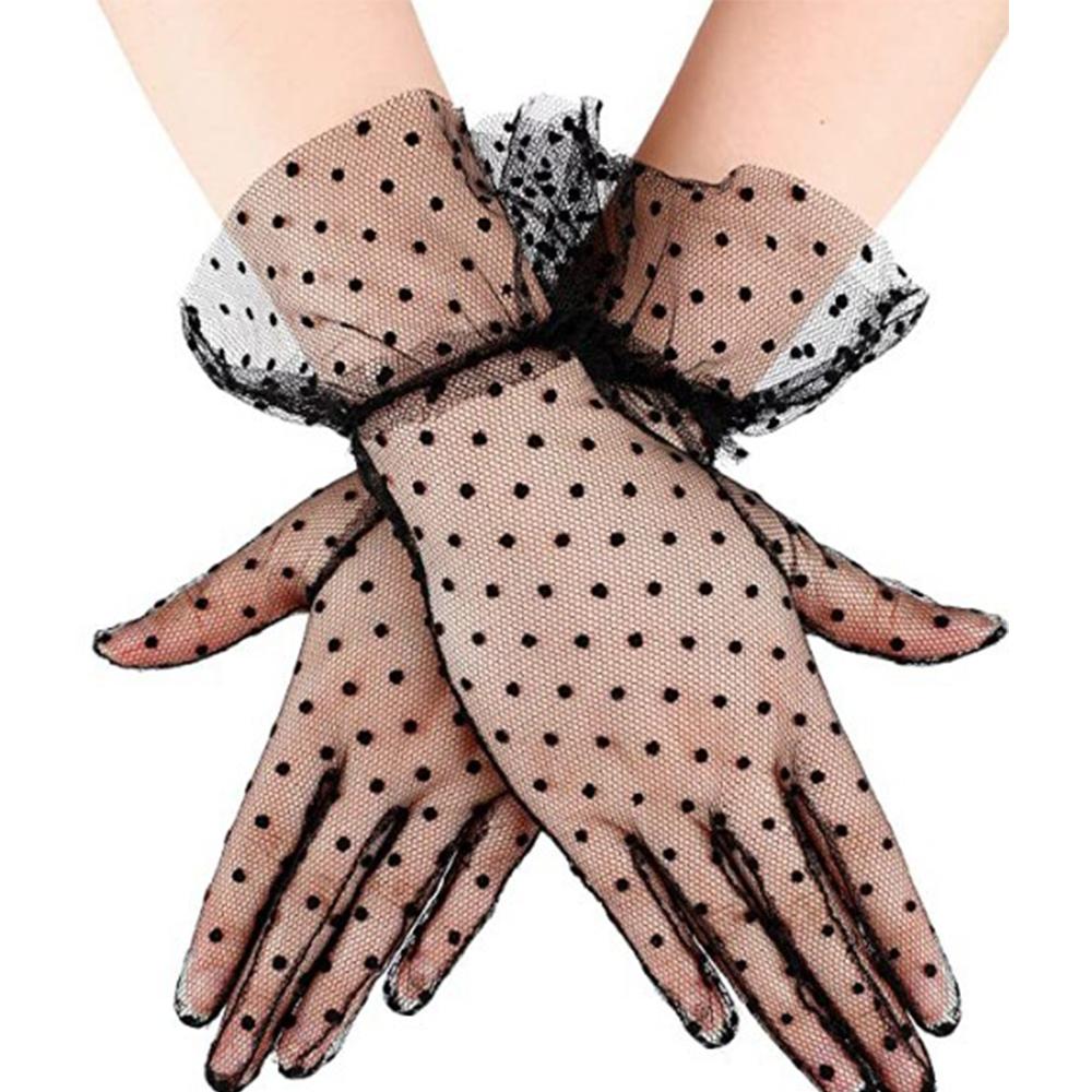 Falbala Full Finger Flexible Accessories Sunscreen Tulle Gloves Spots Lace Mittens Spots Gloves