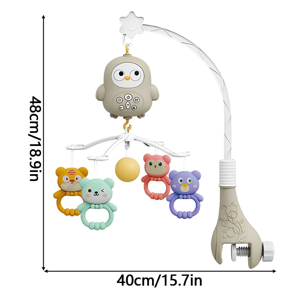 Baby Crib Mobile with Music and Lights Multifunctional Musical Rotating Crib Toy for Newborns Soothing Grey