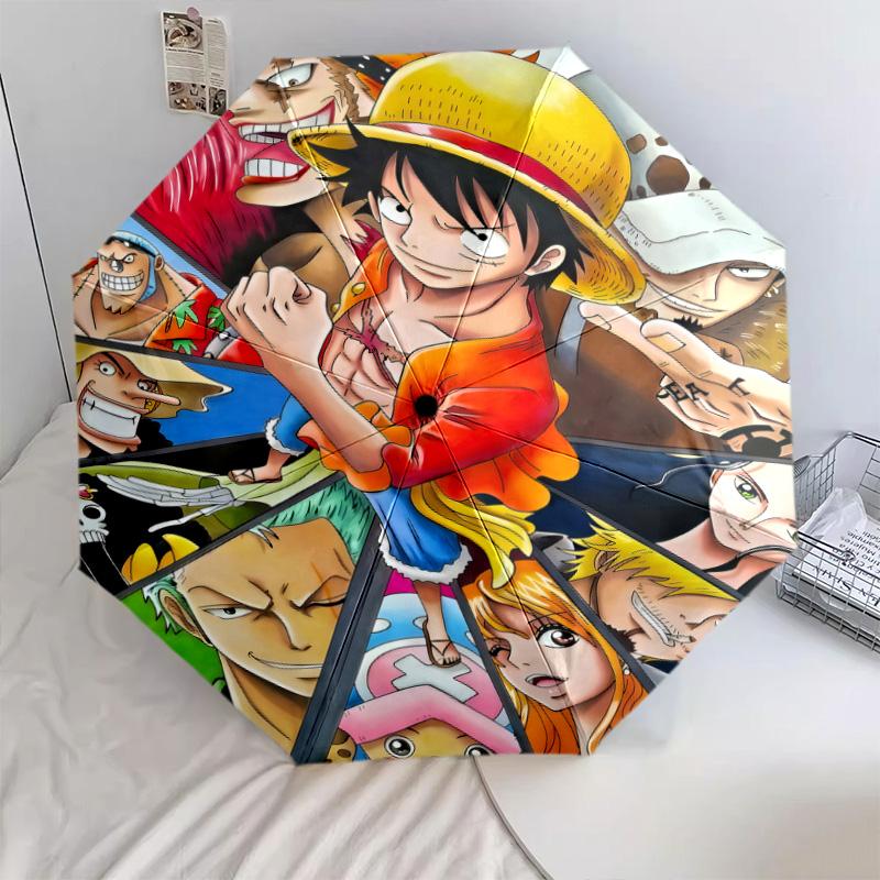 1 PC Automatic Folding Umbrella - Anime One Piece Pattern Portable Foldable Design With 8 Ribs Christmas Birthday Gifts