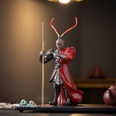 Chinese Zen Home Decor Ceramic Handicraft Ornaments Sun WuKong Living Room Decoration Monkey King Desktop Accessory