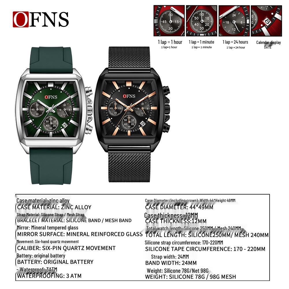 Ofns Classic Six-Hand Chronograph Men's Sports Watch, 30M Waterproof Quartz