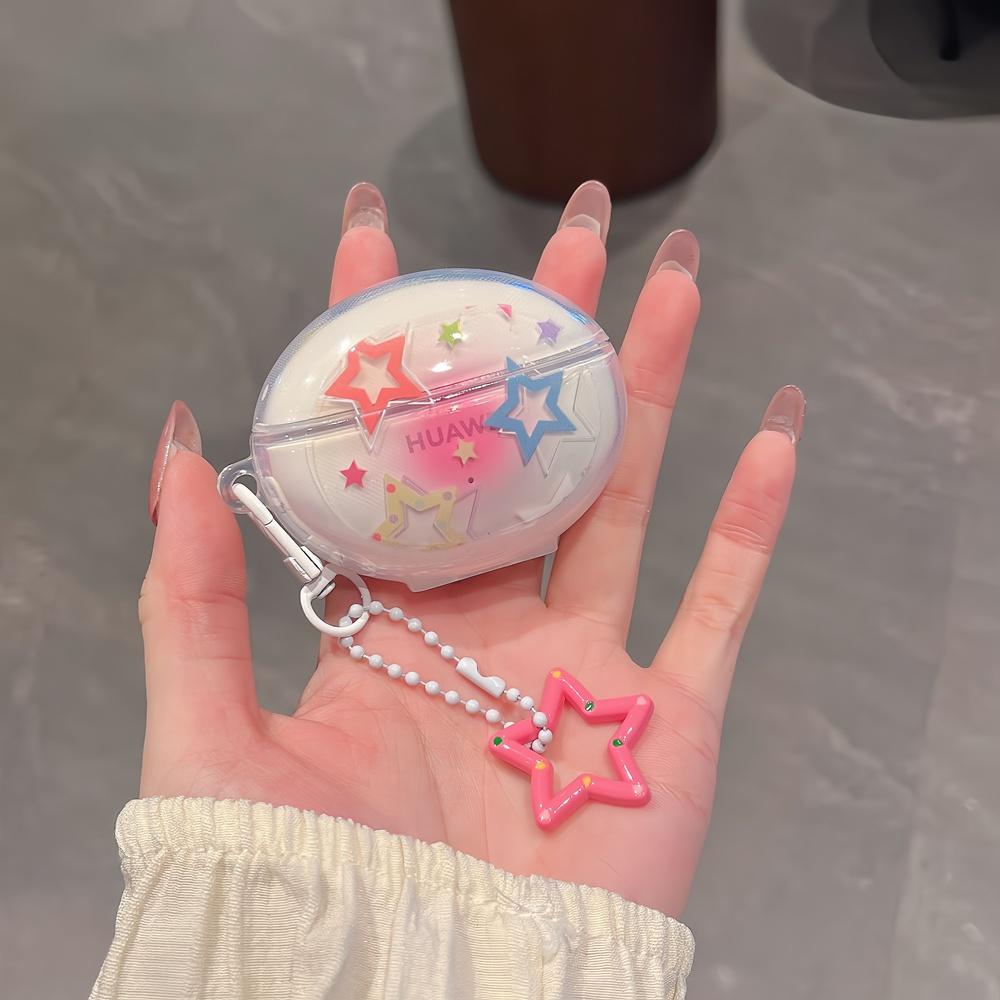 3D Cartoon Cherry Bow Star Earphone Case For Huawei Freebuds 5i 6i 4 Cover Cute Silicone Shockproof Protective Case With Hook