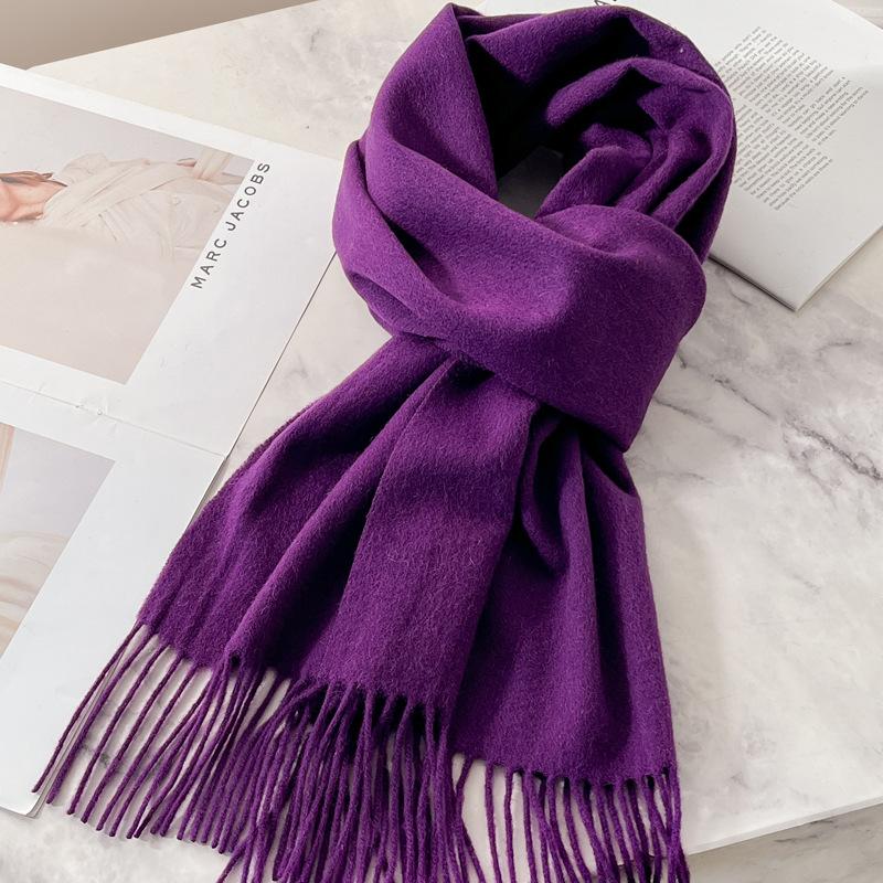 White Pure Scarf Women's Winter Korean Versatile High-end Sense Thickened Couple Scarf Dual-purpose High-end Gift