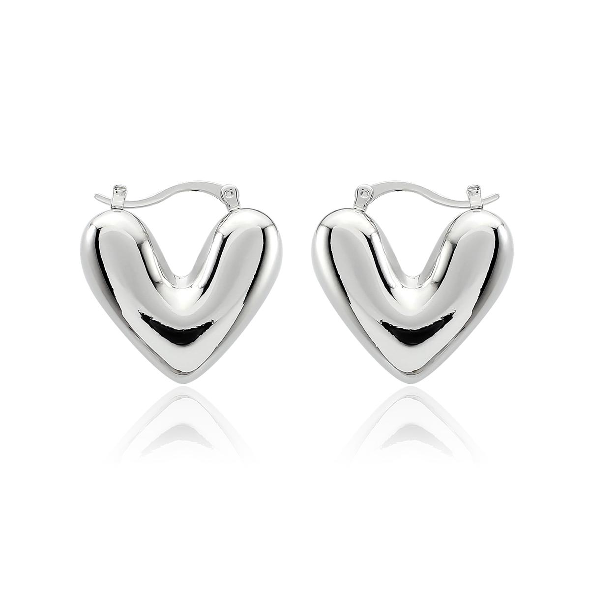 

Dainty 18K Gold Silver PVD Plated Stainless Steel Heart Love Chunky Earring for Women Waterproof Hypoallergenic Jewelry Gift