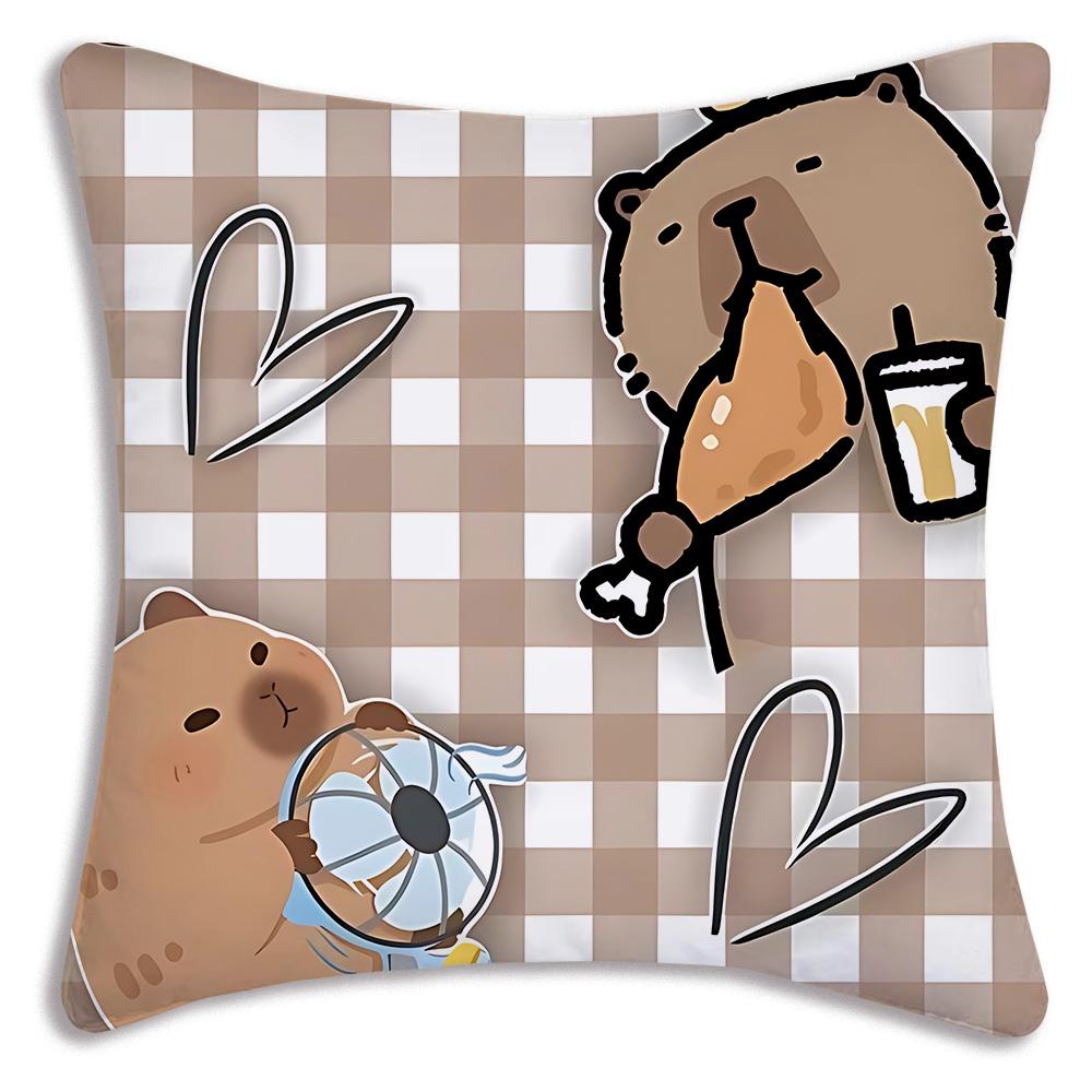 Cute animal C-Capybaras Pillow Covers Cartoon Sofa Decorative Home Double-sided Printing Short Plush Cute Cushion Cover