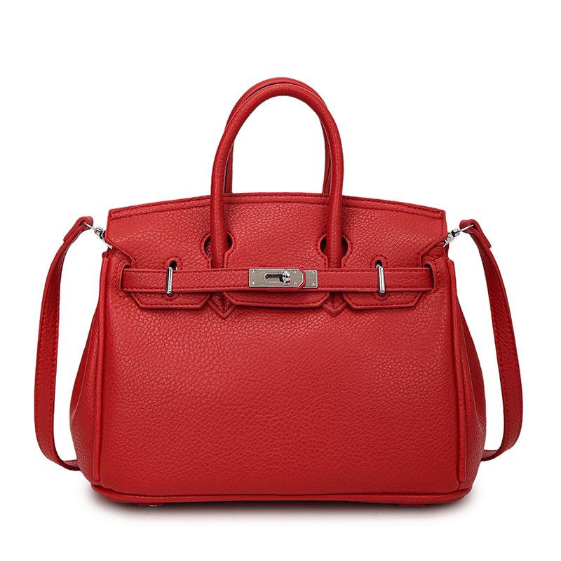 Lyxig handväska med litchi-korn: Stilfull, Mångsidig, Enaxlad & Crossbody Damväska