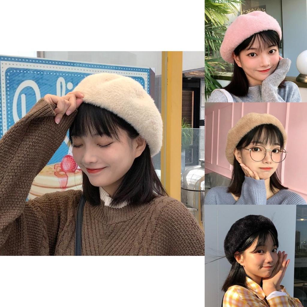 Adorable Warm Winter Beret For Women Cute Plush Wool Hat Size Adjustable