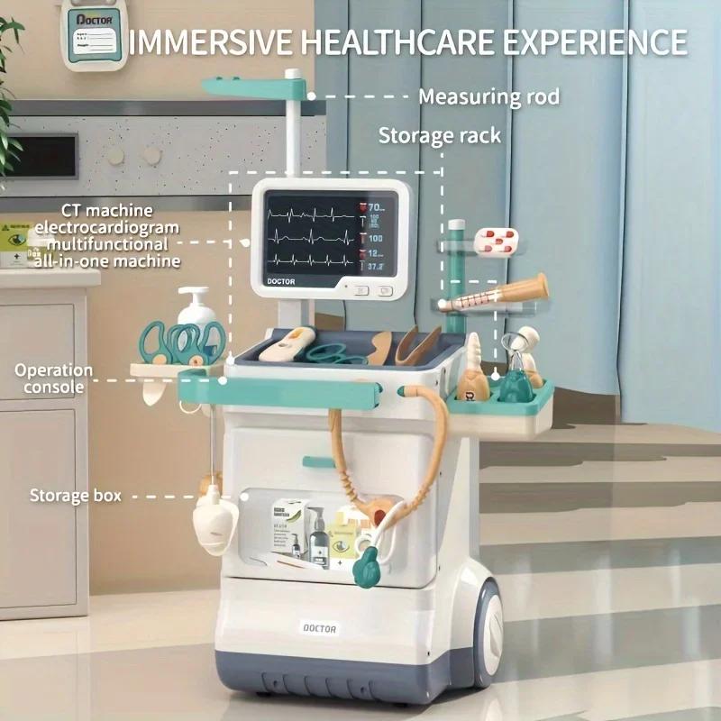 Non-Toxic Doctor Kit Toy Pretend Play Doctor Nurse Hospital Games Toddlers Medical Cart Kit With Sounds 3-5 Year Old Toddler Toy For Kids