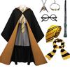 [Yi-gog] Harry Potter Magic Robe Kids Cosplay Costume 7-Piece Set: Robe, Glasses + Tie, Wand, Scarf + Necklace, Bracelet. Perfect for Halloween,