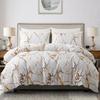 White Gold Marble Duvet Cover Queen,Modern Abstract Comforter Cover with Pillowcase for Teen,Kids Watercolor Artwork Bedding Set