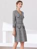 2025 Fall/Winter Retro European & American Houndstooth V-Neck Mid-Length Knitted Dress