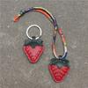 Fashion Cowhide Genuine Leather Strawberry Cherry Shape Pendent Fruit Lanyard Bag Charms